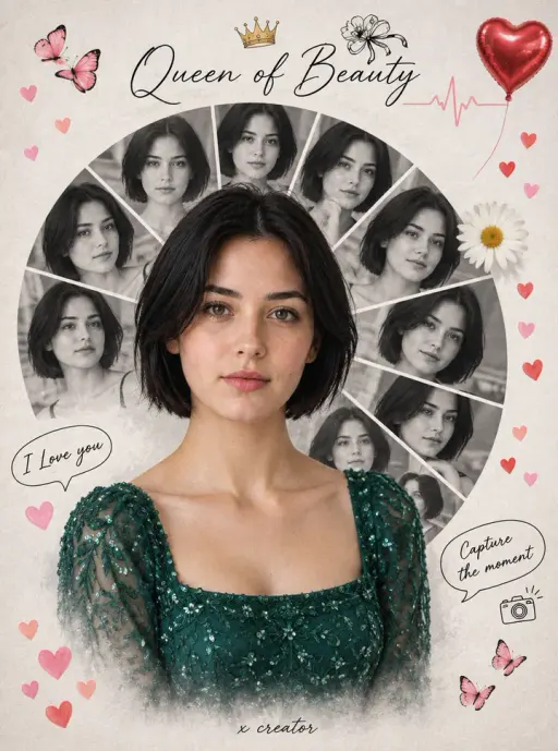 نمونهٔ خروجی قالب ملکه زیبایی در آتلیه پیکاسو